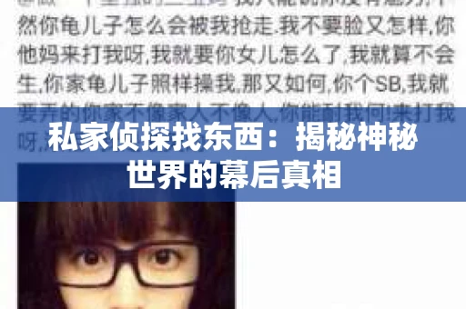 私家侦探找东西：揭秘神秘世界的幕后真相