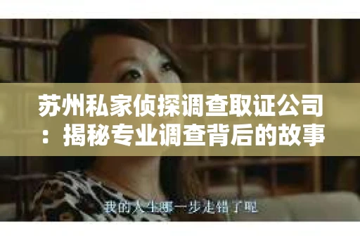 苏州私家侦探调查取证公司：揭秘专业调查背后的故事