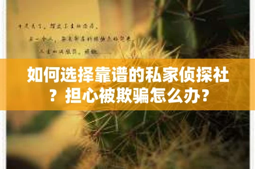 如何选择靠谱的私家侦探社？担心被欺骗怎么办？